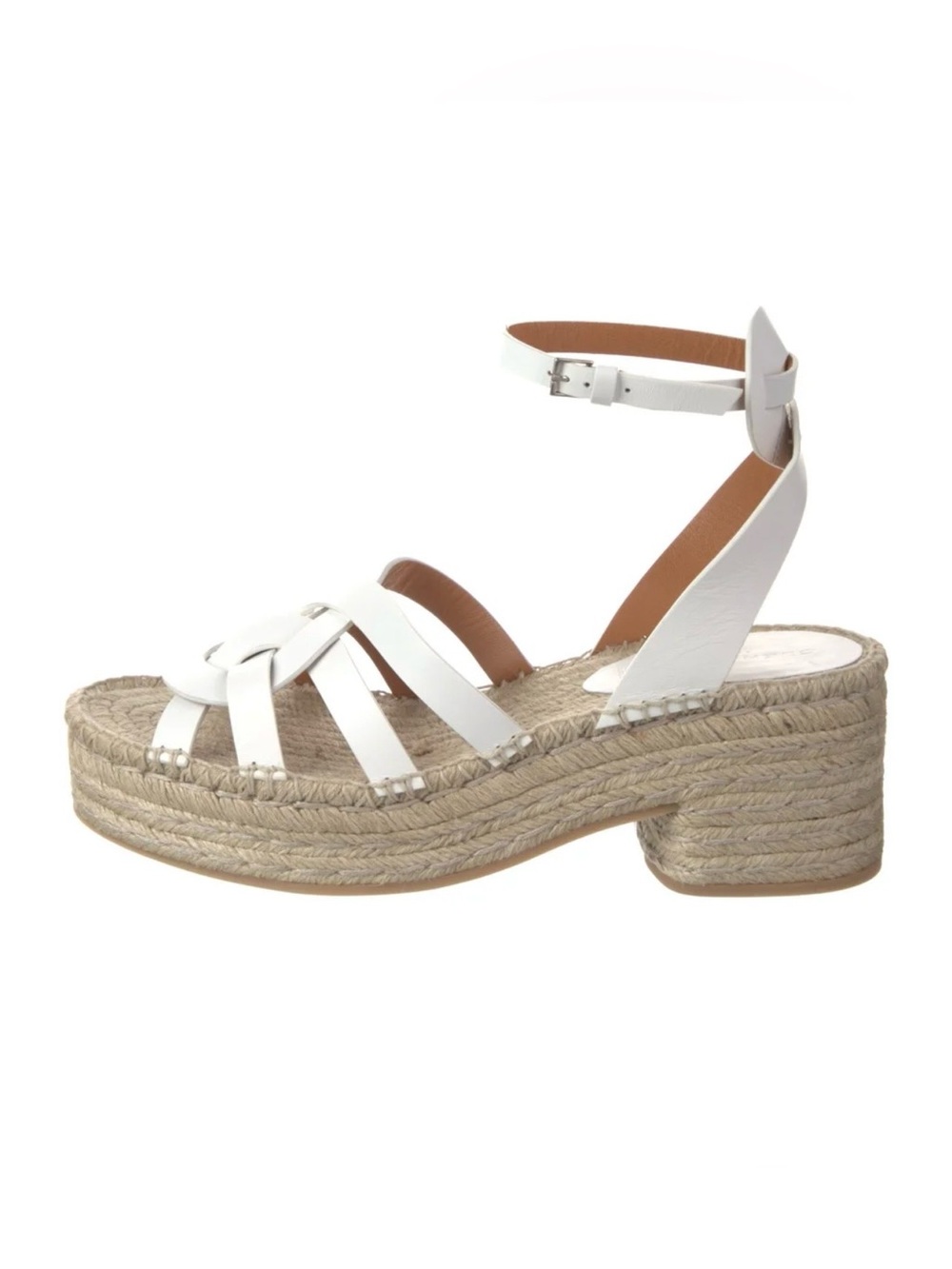 New Clergerie  Elea Leather Espadrilles White Open Toe Sandals Sz. 42 US 11-11.5
